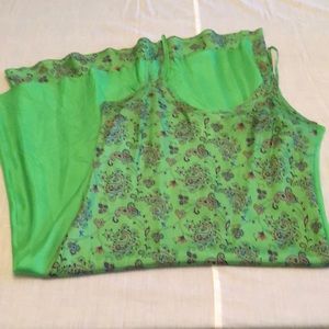 Evan Picone green silk dress with slip